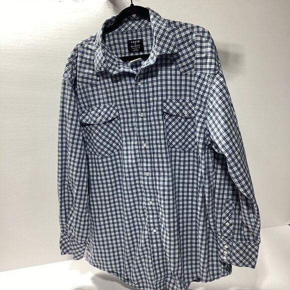 Lakin McKey Trading Co By Key Long Sleeve Blue Plaid Pearl Snap Shirt 2XLR - Picture 12 of 12